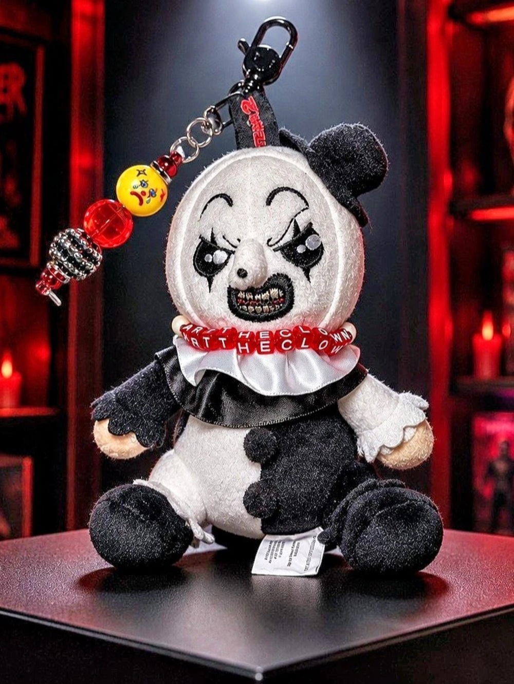 Terrifier Art the Clown Plush Keychain Bag Charm Black & White